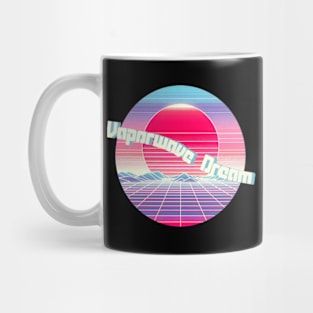 Vaporwave Dreams 80s Retro Sunset Grid Design Mug